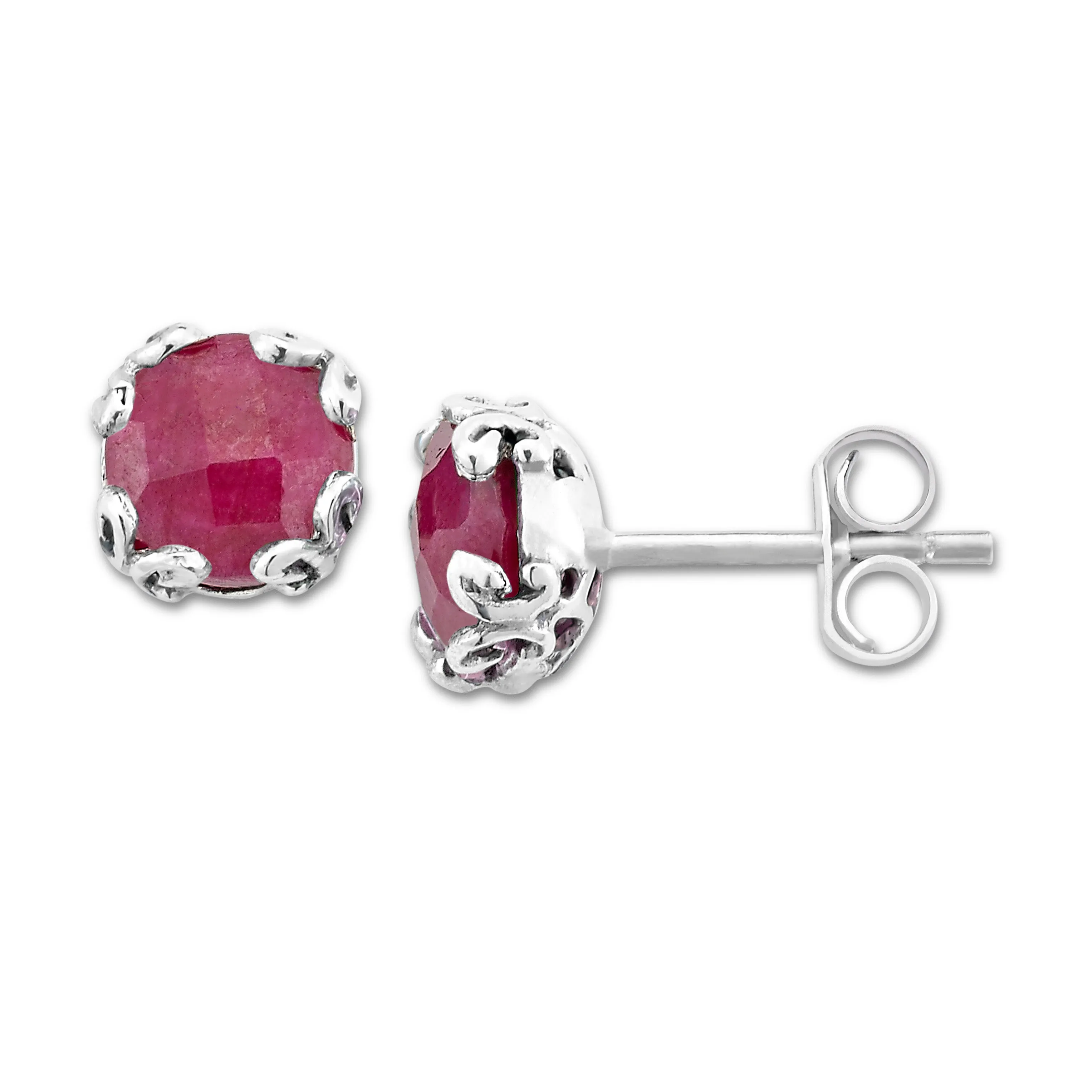 Sterling Silver Ruby Stud Earrings