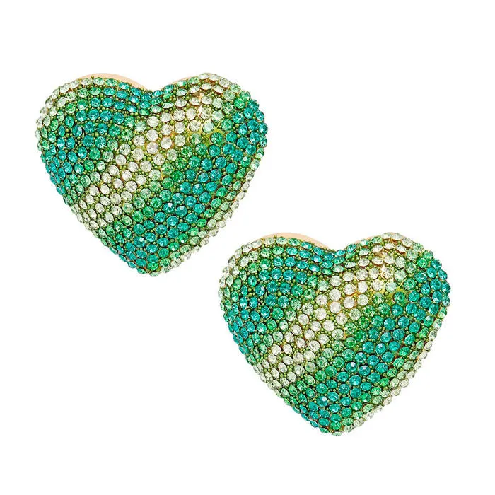 Studs Stripe Glam Heart Earrings for Women