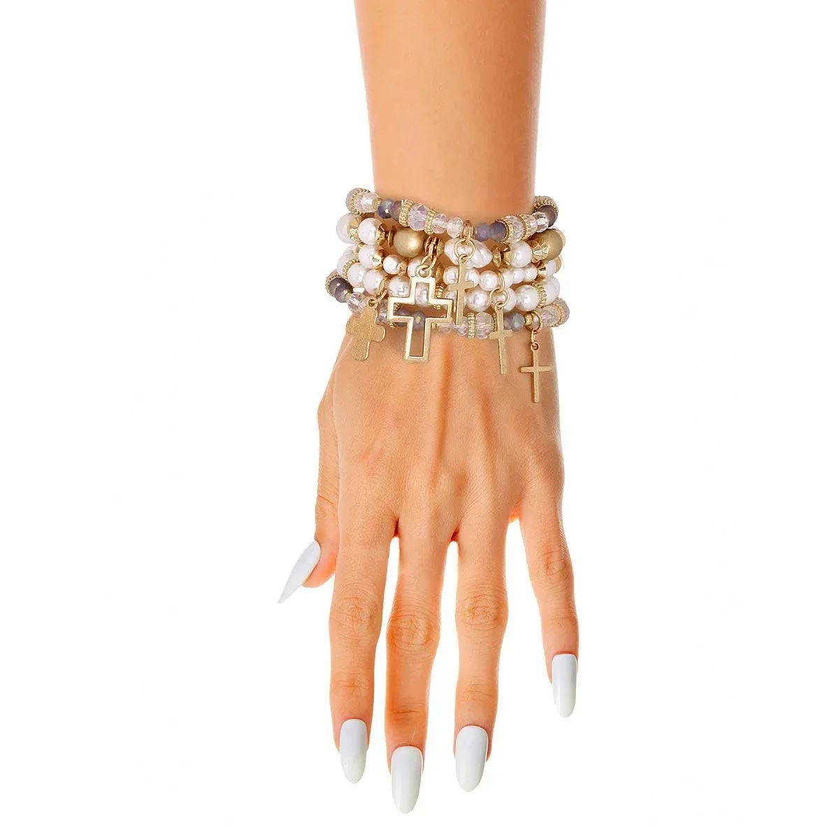 Stunning Cream Pearl Bead Cross Bracelets: Shop the Perfect Accessory Now!