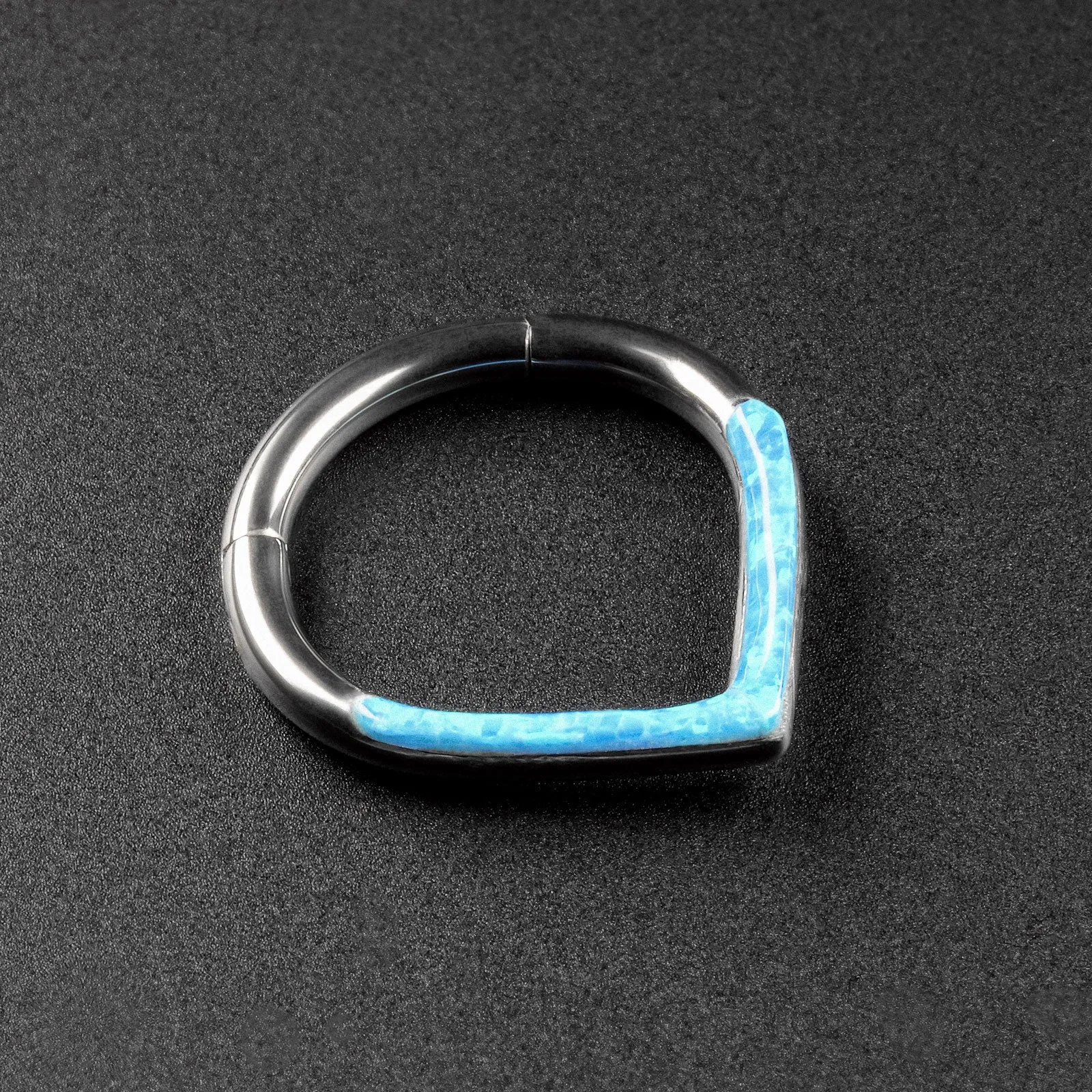 Teardrop Inlaid Pacific Blue Synth Opal Titanium Septum Clicker