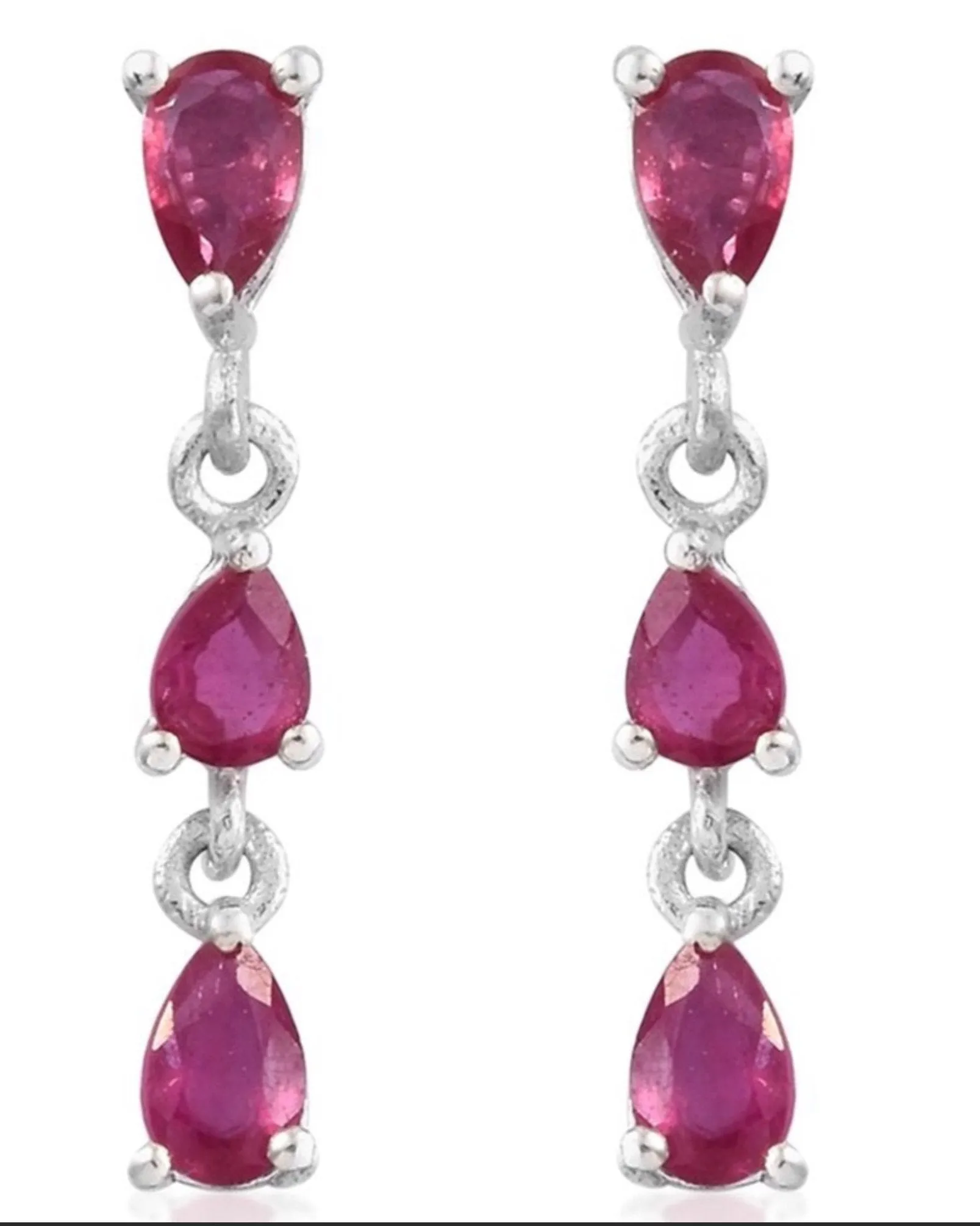 Teardrop Ruby Gemstone Dangle Earrings