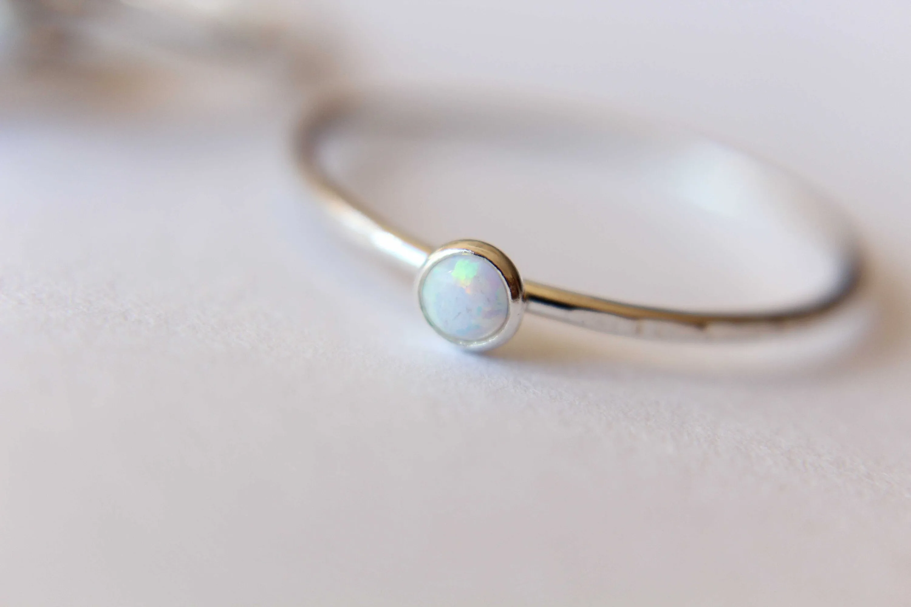 Textured Opal Stacking Ring, Slim Ring, Stacking Gemstone Ring, Opal Rings, Textured Rings, Whisper Gemstone Rings, Gift, White Opal, Gift