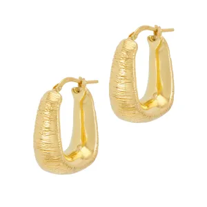 Textured Oval Hoop Earrings - Gold