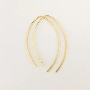 Thick Solid Gold Open Hoop Threader Earrings