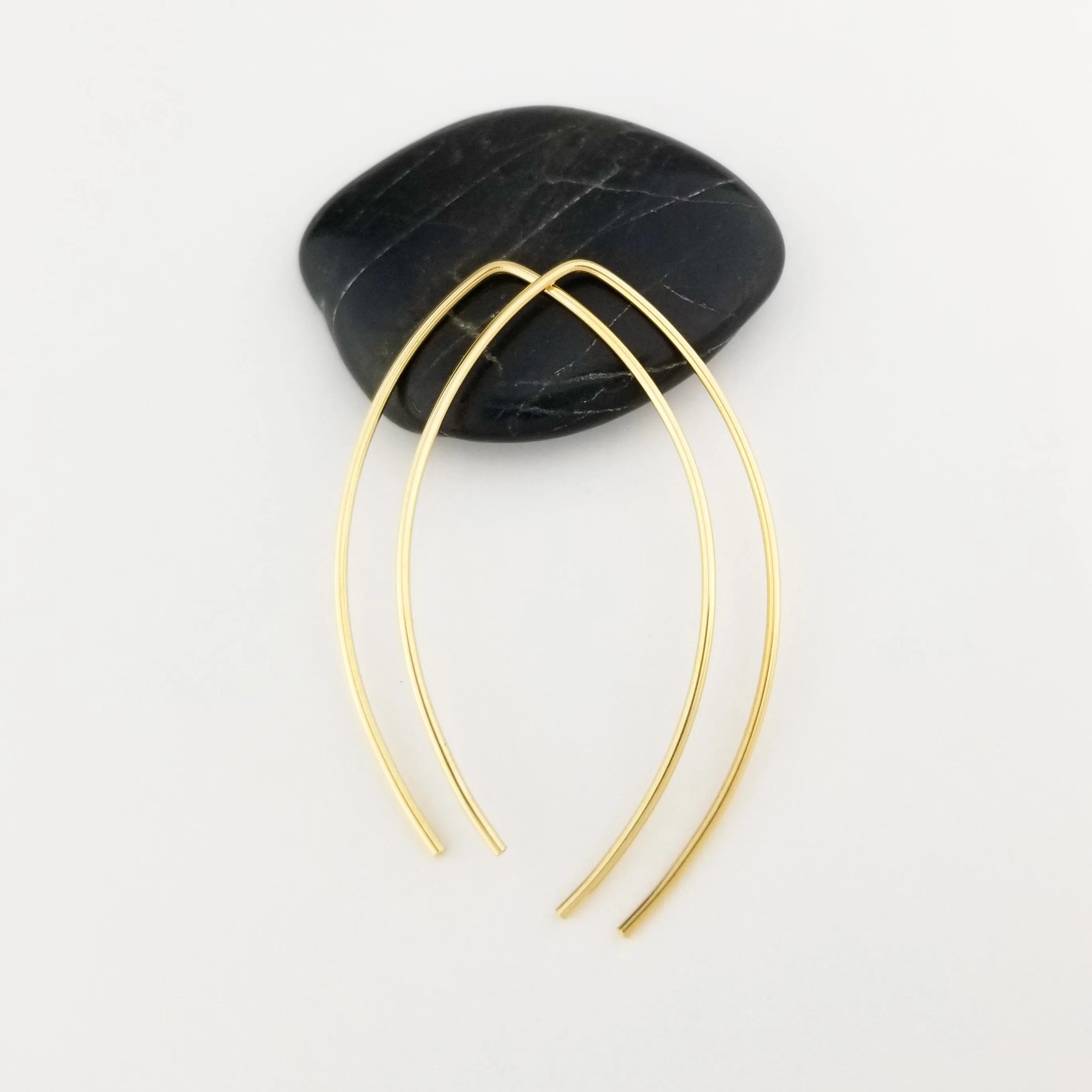 Thick Solid Gold Open Hoop Threader Earrings