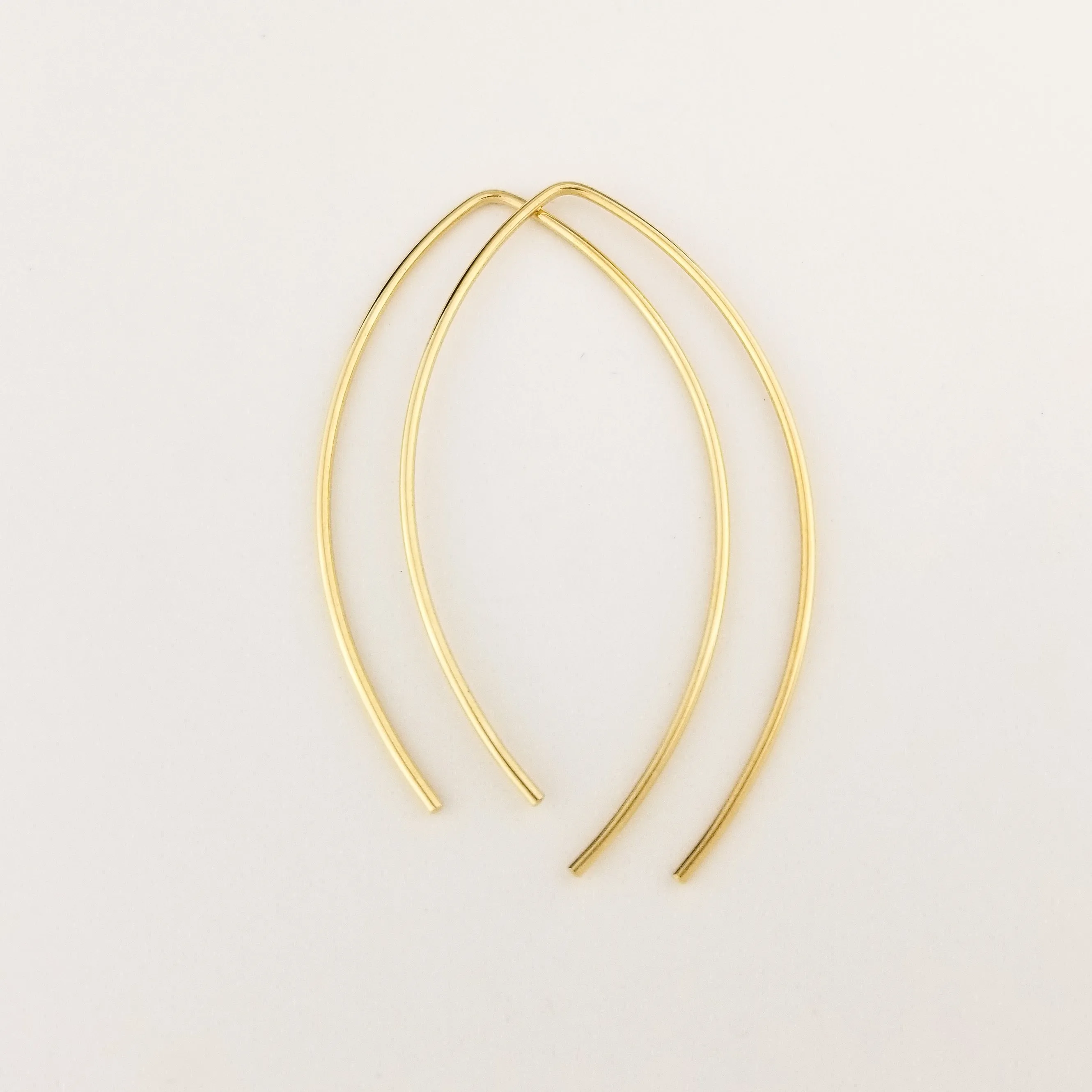 Thick Solid Gold Open Hoop Threader Earrings