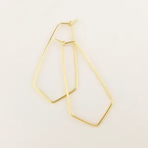 Thin Solid 14k Gold Chevron Hoop Earrings