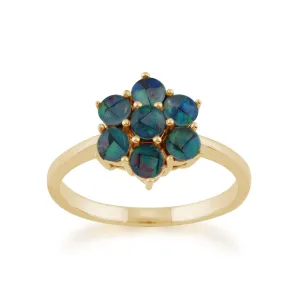 Triole Opalring, 9 Karat Gelbgold 0.56ct Karat Triole Opal Blume Ring