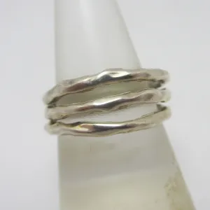 Triple Band Sterling Silver Ring Vintage c1980