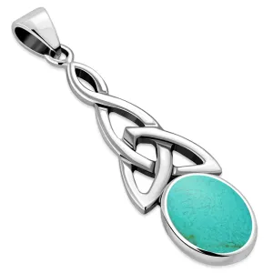 Turquoise Celtic Trinity Silver Pendant