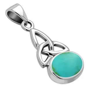 Turquoise Celtic Trinity Sterling Silver Pendant