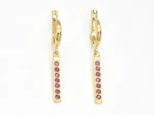 Vertical Ruby Earrings - Natural Ruby Earrings, Gold Ruby Earrings