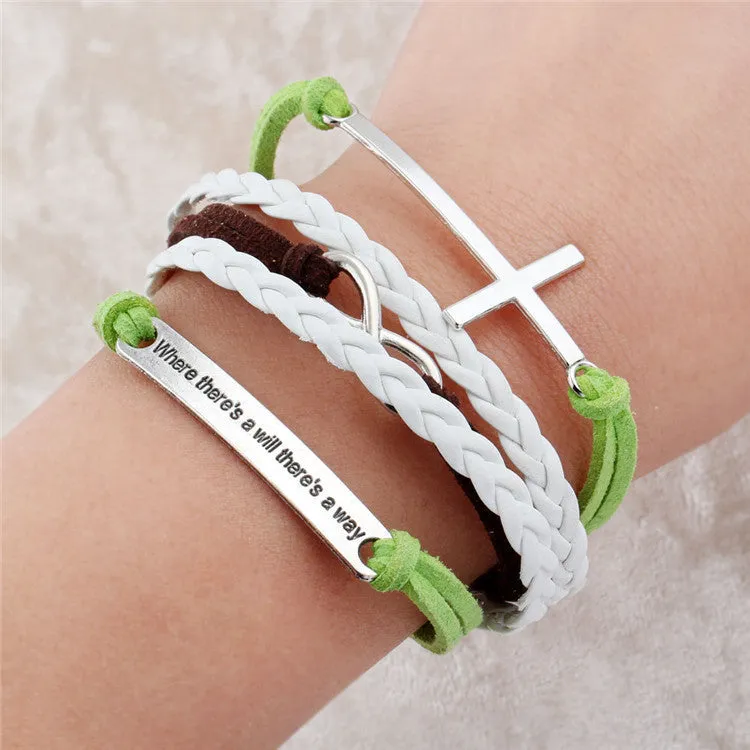 Vintage Braided Anchors bracelet best friends Leather Bracelet men jewelry heart charm Bracelets for women