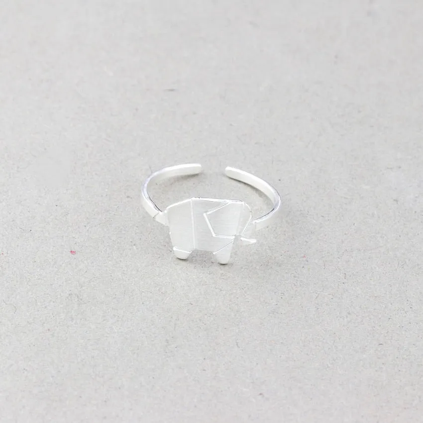 Vintage Finger Origami Elephant Ring Bracelet