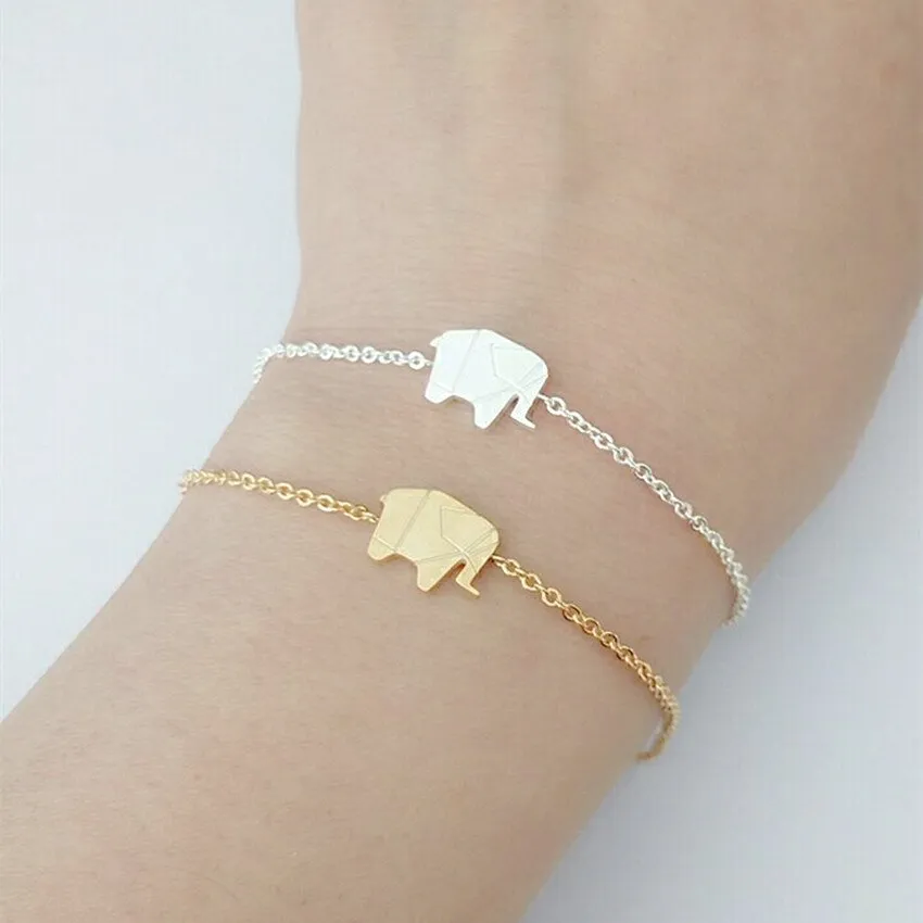 Vintage Finger Origami Elephant Ring Bracelet