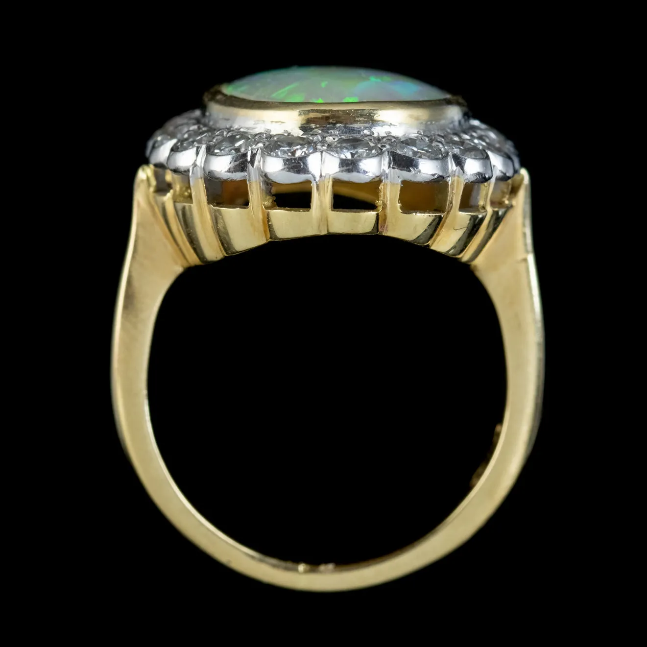 Vintage Opal Diamond Ring 18ct Gold 6ct Natural Opal 1.60ct Of Diamond