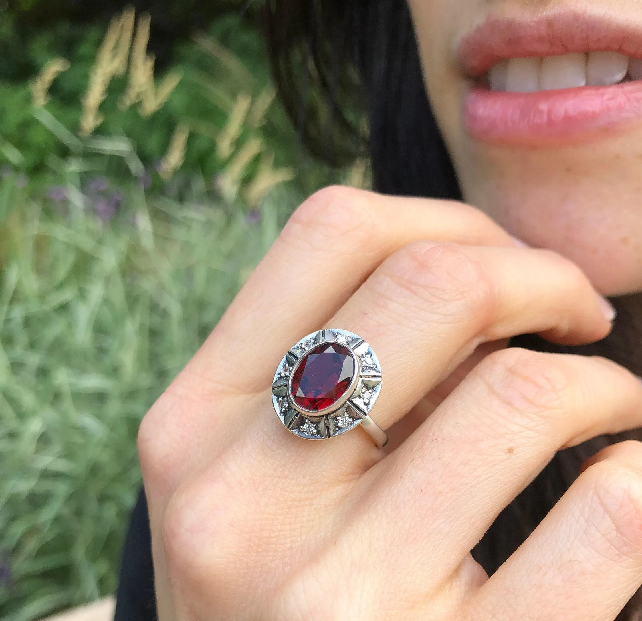 Vintage Ruby Ring - Red Promise Ring - Statement Tribal Earrings