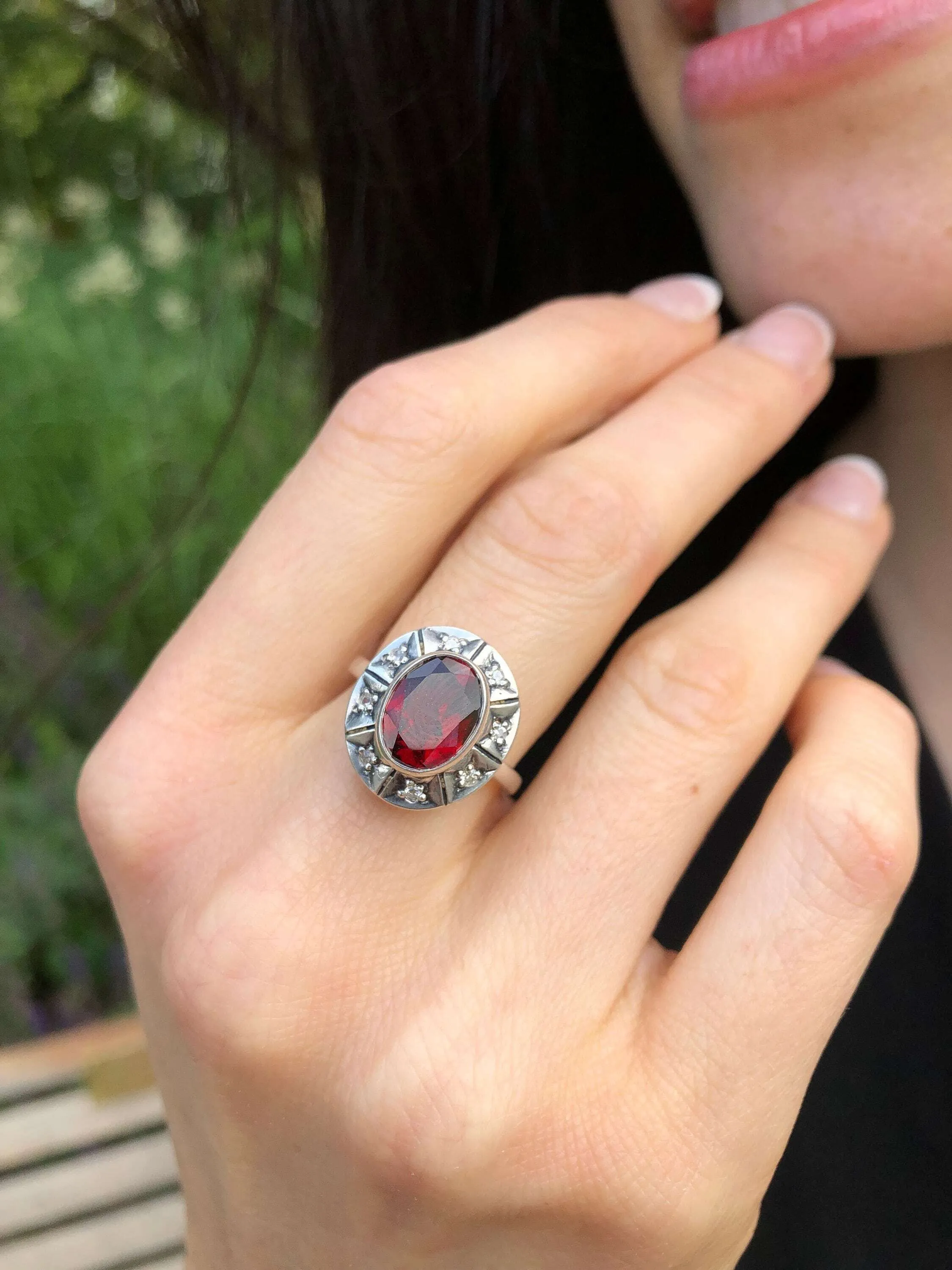 Vintage Ruby Ring - Red Promise Ring - Statement Tribal Earrings