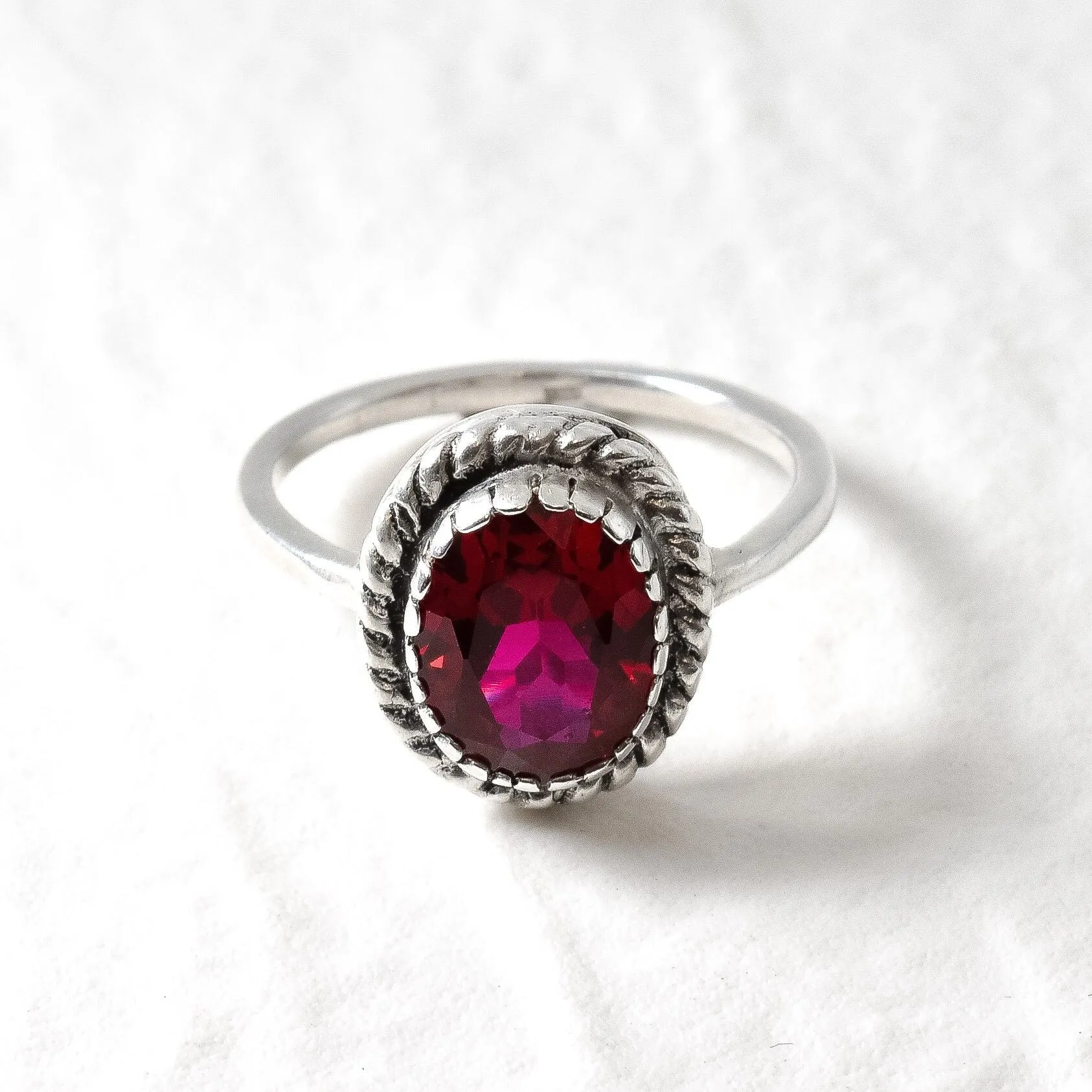 Vintage Ruby Ring - Solitaire Ruby Ring - Red Gemstone Ring