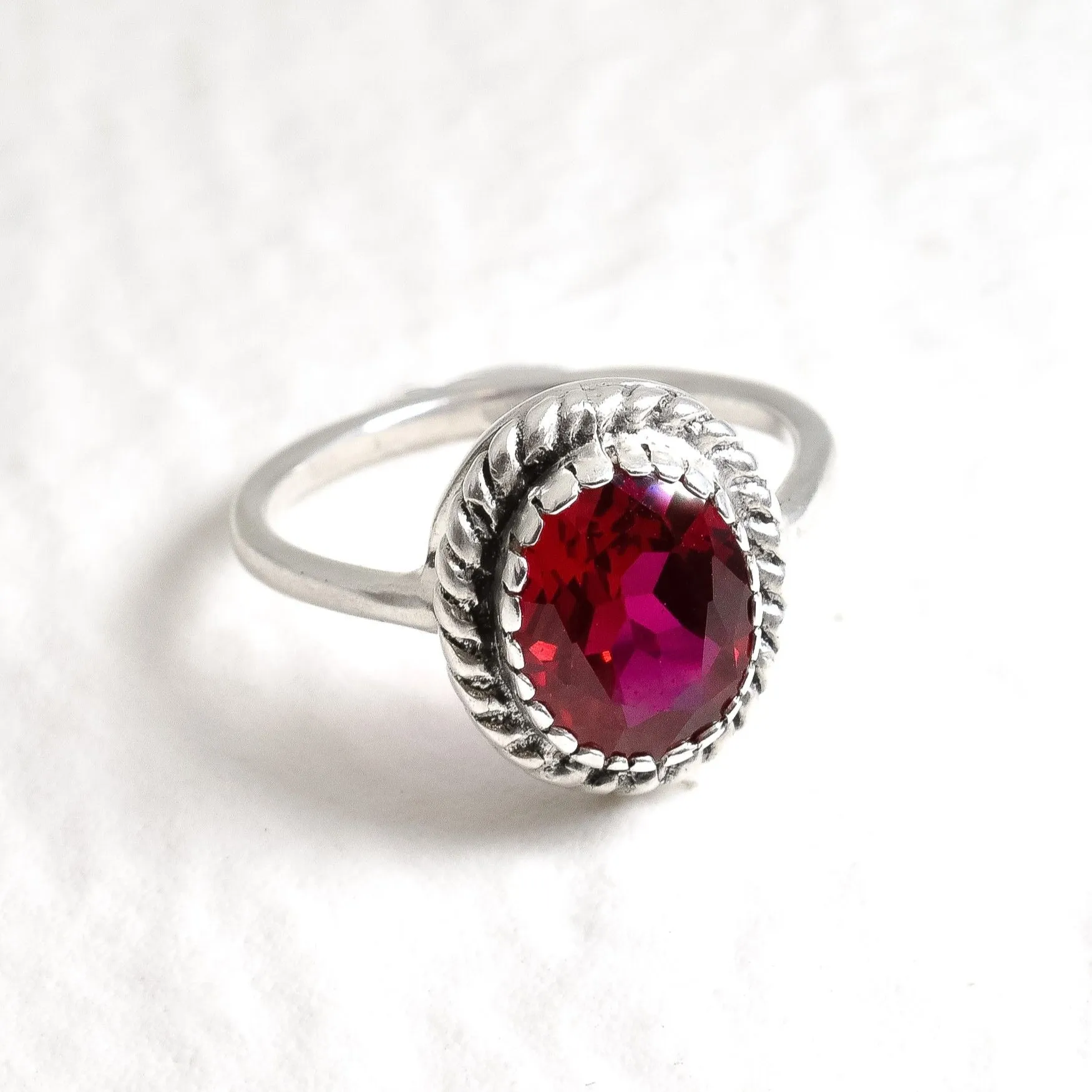 Vintage Ruby Ring - Solitaire Ruby Ring - Red Gemstone Ring