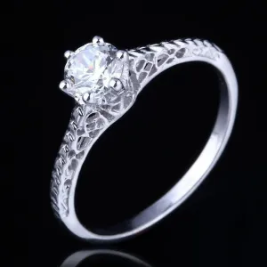 White Gold Plated Vintage Moissanite Ring 0.5ct