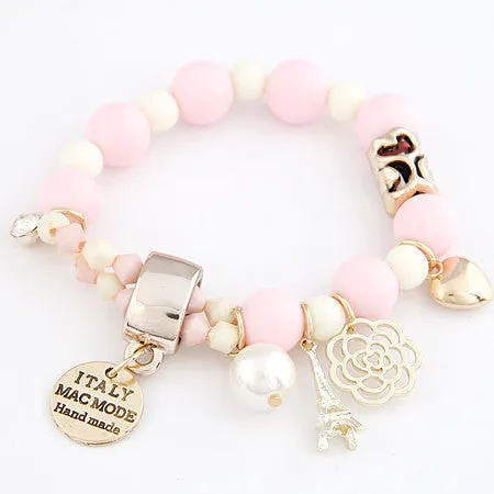 Wrap Charm Bracelet for Women Roses Eiffel Heart Jewelry 2015 Pulseira Femininas Pulsera Mujer Bracelets & Bangles Bijoux Femme