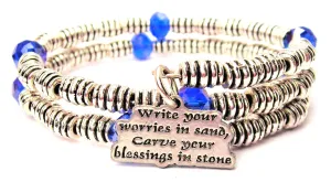 Write Your Worries In Sand, Carve Your Blessings In Stone Curly Coil Wrap Style Bangle Bracelet