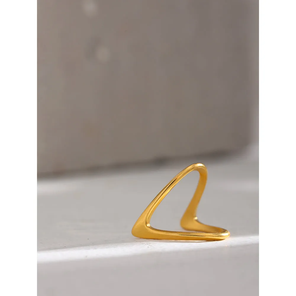 Yhpup Stainless Steel Geometric Rings Women Minimalist Metal Golden